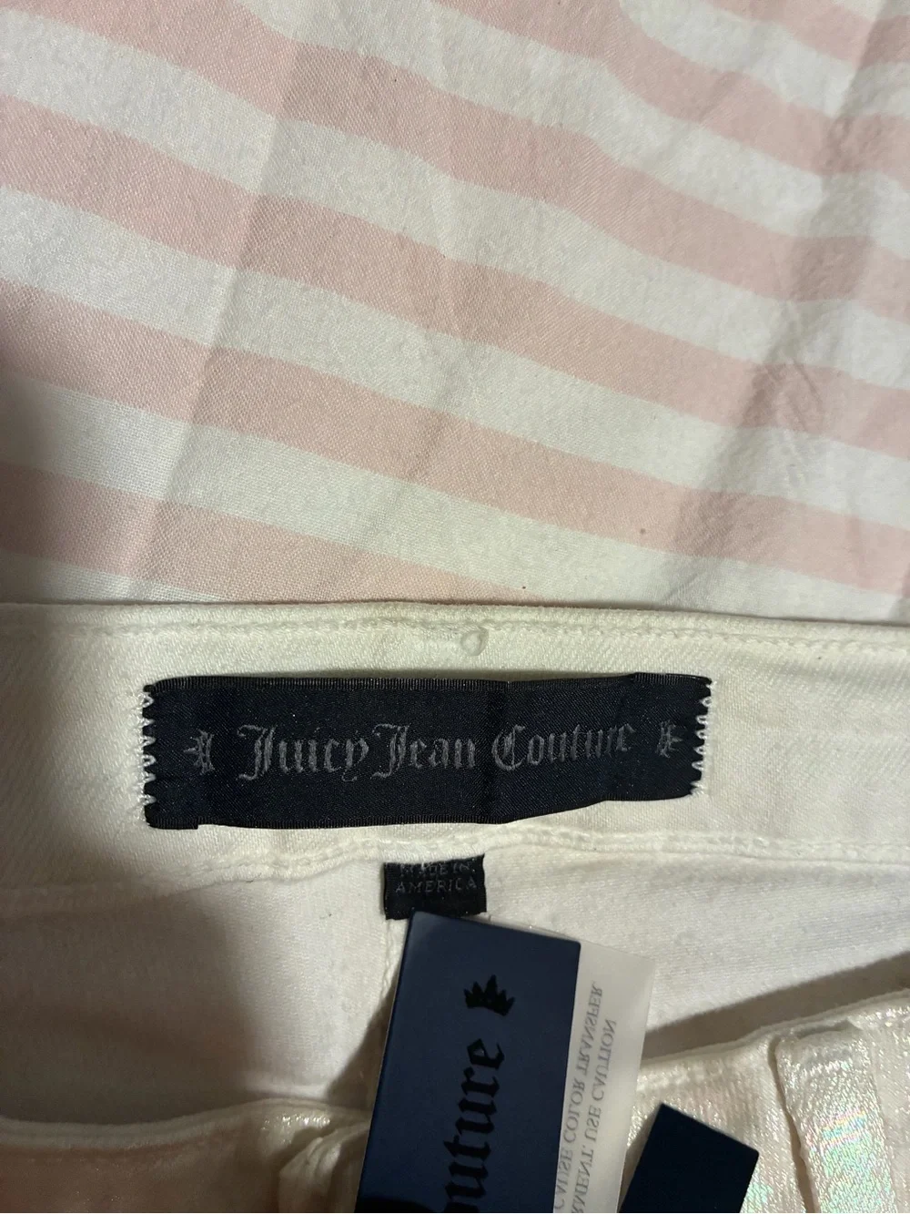 Juicy Jean Couture Jeans Shimmery Cream Skinny Jeans